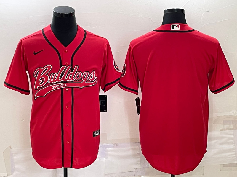 Georgia Bulldogs Blank Red With Patch Cool Base Stitched Baseball Jersey